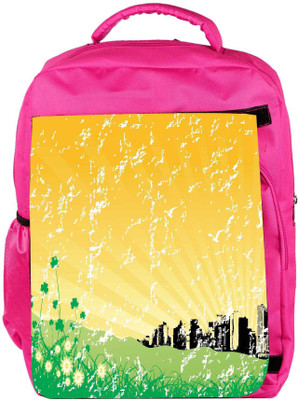 

Snoogg Eco Friendly Canvas Garden Background With Retro Architecture Backpack Rucksack School Travel Unisex Casual Canvas Bag Bookbag Satchel 5 L Backpack(Pink)