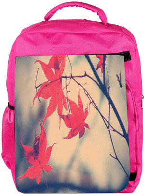 

Snoogg Eco Friendly Canvas Nature Leaves Red Backpack Rucksack School Travel Unisex Casual Canvas Bag Bookbag Satchel 5 L Backpack(Pink)