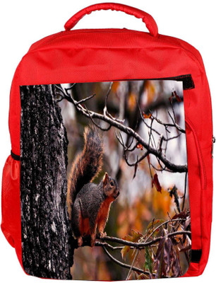 

Snoogg Eco Friendly Canvas Squarril On Branch Designer Backpack Rucksack School Travel Unisex Casual Canvas Bag Bookbag Satchel 5 L Backpack(Red)