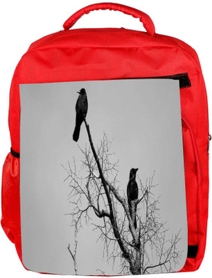 

Snoogg Eco Friendly Canvas Black Crow Birds Designer Backpack Rucksack School Travel Unisex Casual Canvas Bag Bookbag Satchel 5 L Backpack(Red)