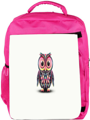 

Snoogg Eco Friendly Canvas Cute Owl Painting Wide Designer Backpack Rucksack School Travel Unisex Casual Canvas Bag Bookbag Satchel 5 L Backpack(Pink)