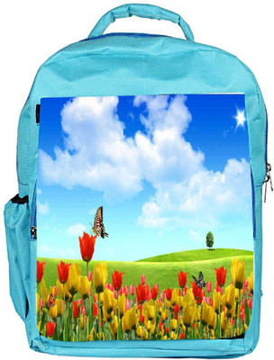 

Snoogg Eco Friendly Canvas Butterfly In Flower Designer Backpack Rucksack School Travel Unisex Casual Canvas Bag Bookbag Satchel 5 L Backpack(Blue)