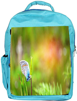 

Snoogg Eco Friendly Canvas Mixed Color Butterfly In Green Petal Designer Backpack Rucksack School Travel Unisex Casual Canvas Bag Bookbag Satchel 5 L Backpack(Blue)