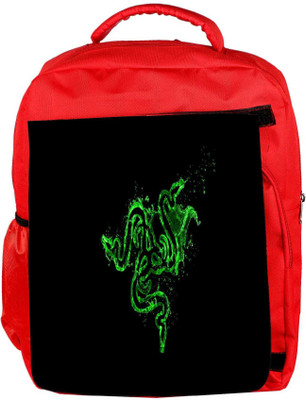 

Snoogg Eco Friendly Canvas Green Razer Logo Designer Backpack Rucksack School Travel Unisex Casual Canvas Bag Bookbag Satchel 5 L Backpack(Red)