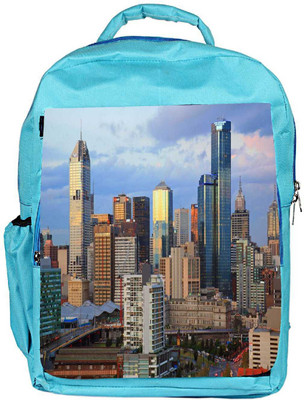 

Snoogg Eco Friendly Canvas Buildings Top Designer Backpack Rucksack School Travel Unisex Casual Canvas Bag Bookbag Satchel 5 L Backpack(Blue)