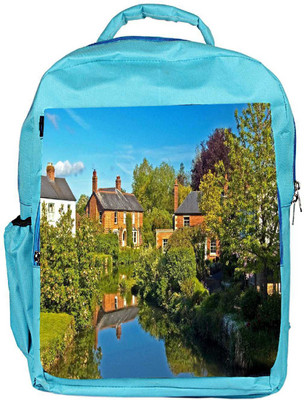 

Snoogg Eco Friendly Canvas Water And House Designer Backpack Rucksack School Travel Unisex Casual Canvas Bag Bookbag Satchel 5 L Backpack(Blue)