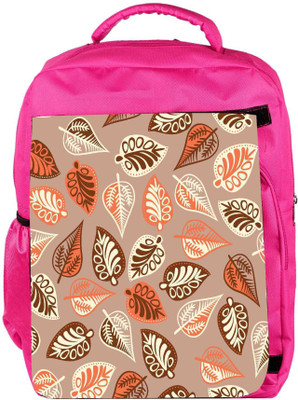 

Snoogg Eco Friendly Canvas Multicolor Leaves Designer Backpack Rucksack School Travel Unisex Casual Canvas Bag Bookbag Satchel 5 L Backpack(Pink)