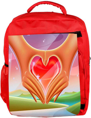 

Snoogg Eco Friendly Canvas Hands Forming A Heart 2640 Backpack Rucksack School Travel Unisex Casual Canvas Bag Bookbag Satchel 5 L Backpack(Red)