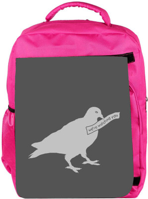 

Snoogg Eco Friendly Canvas Birds Are Watching You 2911 Backpack Rucksack School Travel Unisex Casual Canvas Bag Bookbag Satchel 5 L Backpack(Pink)