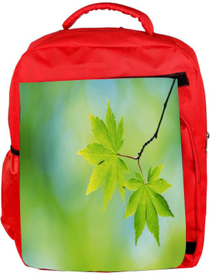 

Snoogg Eco Friendly Canvas Green Neem Leaves Designer Backpack Rucksack School Travel Unisex Casual Canvas Bag Bookbag Satchel 5 L Backpack(Red)