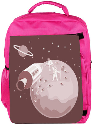 

Snoogg Eco Friendly Canvas Astronaut Landing On Moon Retro Backpack Rucksack School Travel Unisex Casual Canvas Bag Bookbag Satchel 5 L Backpack(Pink)