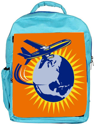 

Snoogg Eco Friendly Canvas Commercial Jet Plane Airliner Flying Globe Backpack Rucksack School Travel Unisex Casual Canvas Bag Bookbag Satchel 5 L Backpack(Blue)