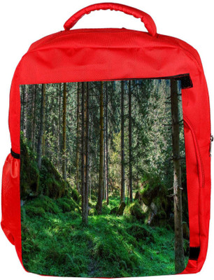 

Snoogg Eco Friendly Canvas Desnse Forest Designer Backpack Rucksack School Travel Unisex Casual Canvas Bag Bookbag Satchel 5 L Backpack(Red)