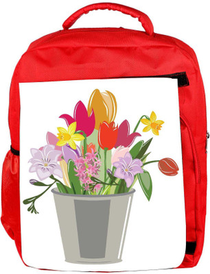 

Snoogg Eco Friendly Canvas Abstract Spring Illustration With Lots Of Flowers Backpack Rucksack School Travel Unisex Casual Canvas Bag Bookbag Satchel 5 L Backpack(Red)