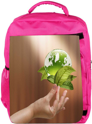 

Snoogg Eco Friendly Canvas Female Hand Holding Green Earth With A Growing Plant Backpack Rucksack School Travel Unisex Casual Canvas Bag Bookbag Satchel 5 L Backpack(Pink)