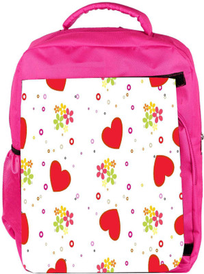 

Snoogg Eco Friendly Canvas Red Heart White Pattern Designer Backpack Rucksack School Travel Unisex Casual Canvas Bag Bookbag Satchel 5 L Backpack(Pink)