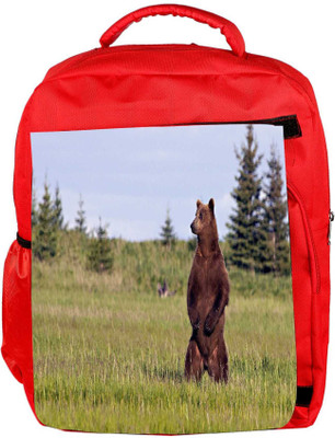 

Snoogg Eco Friendly Canvas Standing Bear Designer Backpack Rucksack School Travel Unisex Casual Canvas Bag Bookbag Satchel 5 L Backpack(Red)