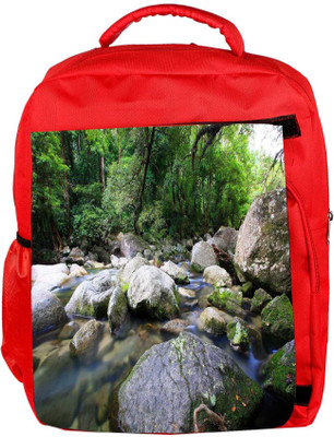 

Snoogg Eco Friendly Canvas Big Pebble Stones Designer Backpack Rucksack School Travel Unisex Casual Canvas Bag Bookbag Satchel 5 L Backpack(Red)