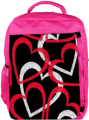 

Snoogg Eco Friendly Canvas Colorful Hearts Black Pattern Designer Backpack Rucksack School Travel Unisex Casual Canvas Bag Bookbag Satchel 5 L Backpack(Pink)