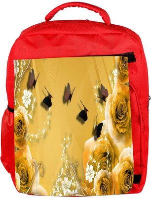 

Snoogg Eco Friendly Canvas Golden Roses And Butterfly Designer Backpack Rucksack School Travel Unisex Casual Canvas Bag Bookbag Satchel 5 L Backpack(Red)