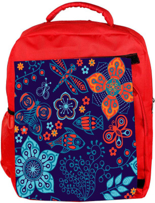 

Snoogg Eco Friendly Canvas Colorful Floral Seamless Pattern In Cartoon Style Seamless Pattern Backpack Rucksack School Travel Unisex Casual Canvas Bag Bookbag Satchel 5 L Backpack(Red)