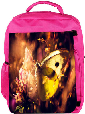 

Snoogg Eco Friendly Canvas Light Yellow Butterfly Designer Backpack Rucksack School Travel Unisex Casual Canvas Bag Bookbag Satchel 5 L Backpack(Pink)