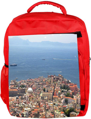 

Snoogg Eco Friendly Canvas City And The Sea Designer Backpack Rucksack School Travel Unisex Casual Canvas Bag Bookbag Satchel 5 L Backpack(Red)