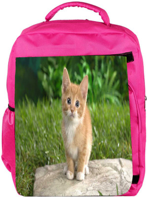 

Snoogg Eco Friendly Canvas Cute Cat Designer Backpack Rucksack School Travel Unisex Casual Canvas Bag Bookbag Satchel 5 L Backpack(Pink)