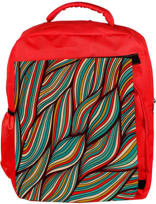

Snoogg Eco Friendly Canvas Vector Hand Drawn Waves Texture Backpack Rucksack School Travel Unisex Casual Canvas Bag Bookbag Satchel 5 L Backpack(Red)