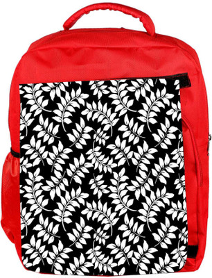 

Snoogg Eco Friendly Canvas White Leaf Black Pattern Designer Backpack Rucksack School Travel Unisex Casual Canvas Bag Bookbag Satchel 5 L Backpack(Red)