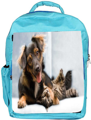 

Snoogg Eco Friendly Canvas Dog Playing With Cat Designer Backpack Rucksack School Travel Unisex Casual Canvas Bag Bookbag Satchel 5 L Backpack(Blue)