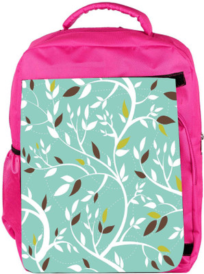 

Snoogg Eco Friendly Canvas White Leaves Designer Backpack Rucksack School Travel Unisex Casual Canvas Bag Bookbag Satchel 5 L Backpack(Pink)