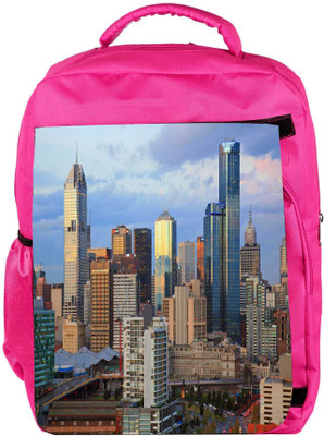 

Snoogg Eco Friendly Canvas Buildings Top Designer Backpack Rucksack School Travel Unisex Casual Canvas Bag Bookbag Satchel 5 L Backpack(Pink)