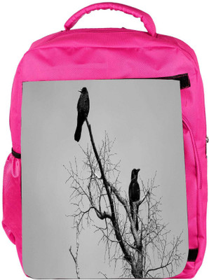 

Snoogg Eco Friendly Canvas Black Crow Birds Designer Backpack Rucksack School Travel Unisex Casual Canvas Bag Bookbag Satchel 5 L Backpack(Pink)