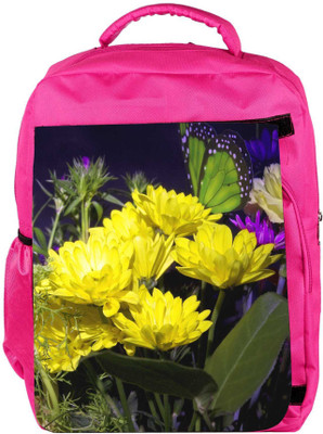 

Snoogg Eco Friendly Canvas Butterfly On Flowers Backpack Rucksack School Travel Unisex Casual Canvas Bag Bookbag Satchel 5 L Backpack(Pink)