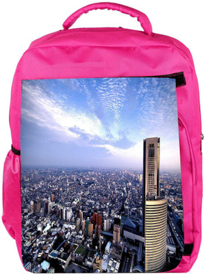 

Snoogg Eco Friendly Canvas Abstract Big City Designer Backpack Rucksack School Travel Unisex Casual Canvas Bag Bookbag Satchel 5 L Backpack(Pink)