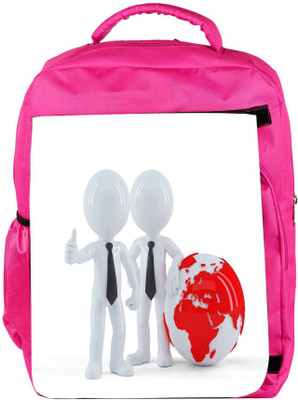 

Snoogg Eco Friendly Canvas Business People Standing In Front Of The Globe Business Concept Backpack Rucksack School Travel Unisex Casual Canvas Bag Bookbag Satchel 5 L Backpack(Pink)