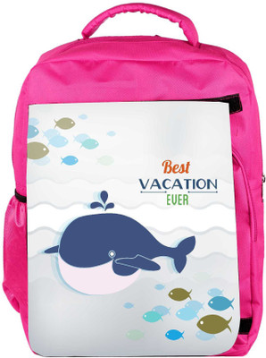 

Snoogg Eco Friendly Canvas Summer Vector Illustration With Doodle Fishes Water Sea Whale Backpack Rucksack School Travel Unisex Casual Canvas Bag Bookbag Satchel 5 L Backpack(Pink)