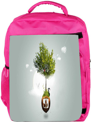 

Snoogg Eco Friendly Canvas Two Small World Designer Backpack Rucksack School Travel Unisex Casual Canvas Bag Bookbag Satchel 5 L Backpack(Pink)