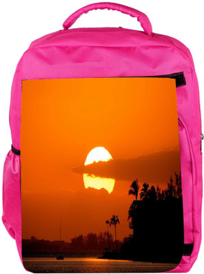 

Snoogg Eco Friendly Canvas Sunrise Designer Backpack Rucksack School Travel Unisex Casual Canvas Bag Bookbag Satchel 5 L Backpack(Pink)