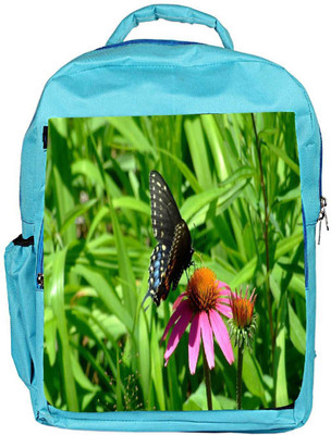 

Snoogg Eco Friendly Canvas Black Butterfly In Pink Flower Designer Backpack Rucksack School Travel Unisex Casual Canvas Bag Bookbag Satchel 5 L Backpack(Blue)