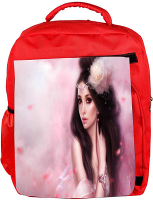 

Snoogg Eco Friendly Canvas Beauty Fantasy Girl Pink Designer Backpack Rucksack School Travel Unisex Casual Canvas Bag Bookbag Satchel 5 L Backpack(Red)