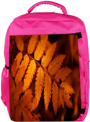 

Snoogg Eco Friendly Canvas Orange Leaves Designer Backpack Rucksack School Travel Unisex Casual Canvas Bag Bookbag Satchel 5 L Backpack(Pink)