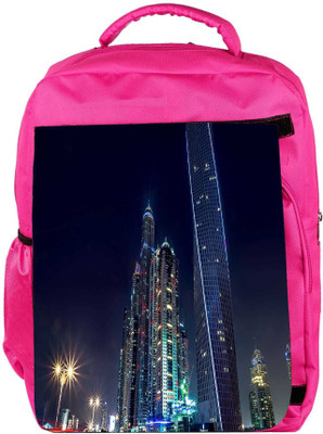 

Snoogg Eco Friendly Canvas Colorful Building Designer Backpack Rucksack School Travel Unisex Casual Canvas Bag Bookbag Satchel 5 L Backpack(Pink)
