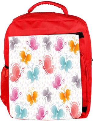 

Snoogg Eco Friendly Canvas Colourful Butterflies Designer Backpack Rucksack School Travel Unisex Casual Canvas Bag Bookbag Satchel 5 L Backpack(Red)