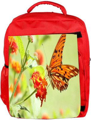 

Snoogg Eco Friendly Canvas Orange Butterfly Designer Backpack Rucksack School Travel Unisex Casual Canvas Bag Bookbag Satchel 5 L Backpack(Red)