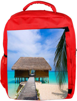 

Snoogg Eco Friendly Canvas Beach House Designer Backpack Rucksack School Travel Unisex Casual Canvas Bag Bookbag Satchel 5 L Backpack(Red)
