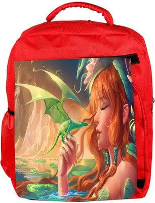 

Snoogg Eco Friendly Canvas Dragon Angel Backpack Rucksack School Travel Unisex Casual Canvas Bag Bookbag Satchel 5 L Backpack(Red)