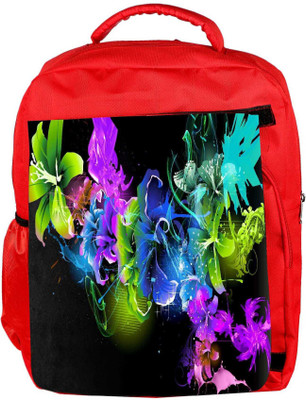 

Snoogg Eco Friendly Canvas Abstract Multicolor Flowers Designer Backpack Rucksack School Travel Unisex Casual Canvas Bag Bookbag Satchel 5 L Backpack(Red)