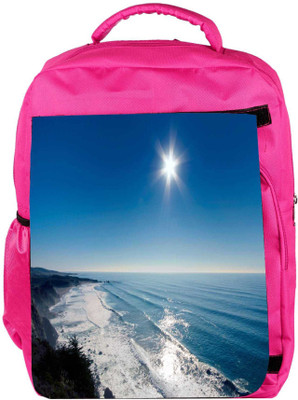 

Snoogg Eco Friendly Canvas Sun View In The Beach View Designer Backpack Rucksack School Travel Unisex Casual Canvas Bag Bookbag Satchel 5 L Backpack(Pink)